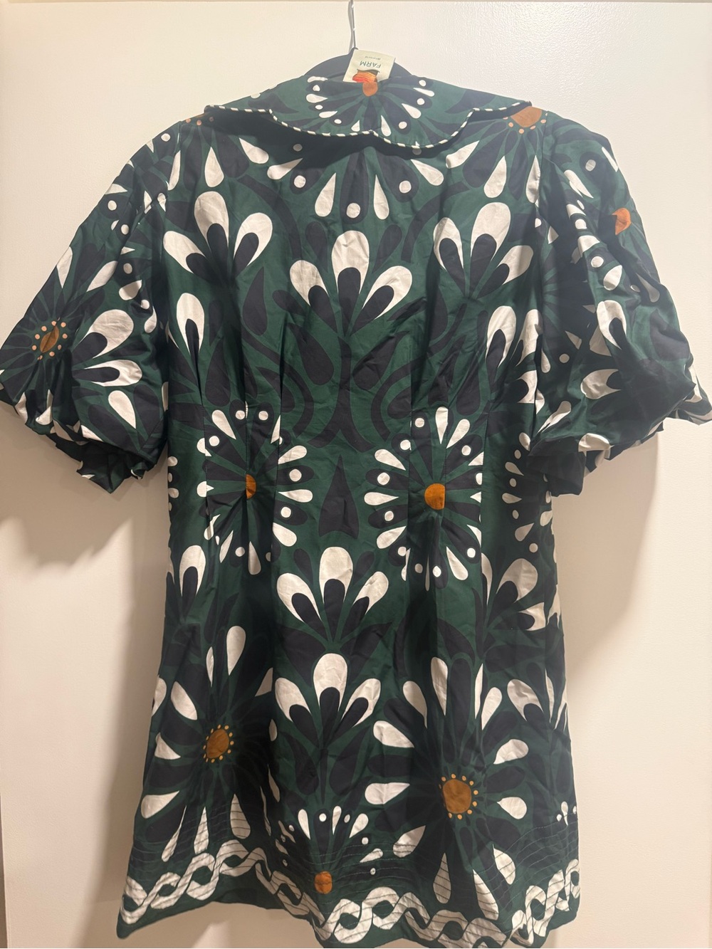 Farm Rio Green Floral Puff-Sleeve Mini Dress - Picture 3 of 4